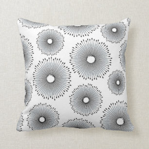 Modern Dandelion Flower Pattern in Grey Cushion