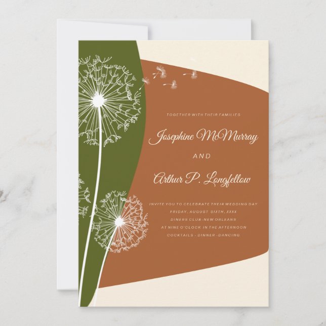 Modern Dandelion Wedding Invitation (Front)