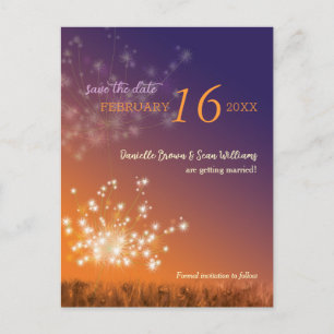 Modern Dandelion Wedding Save the Date Announcement Postcard