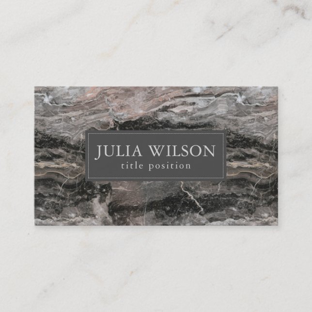 Modern Dark And Light Grey Marble Stone Business Card (Front)