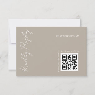Modern Dark Beige Wedding QR code RSVP Card