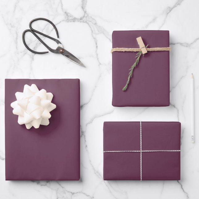 Modern - Dark Berry Purple Wrapping Paper Sheets (Front)