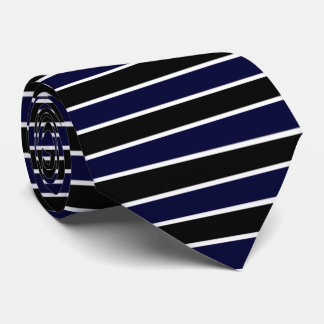 Modern Dark Blue and Black Stripes Tie