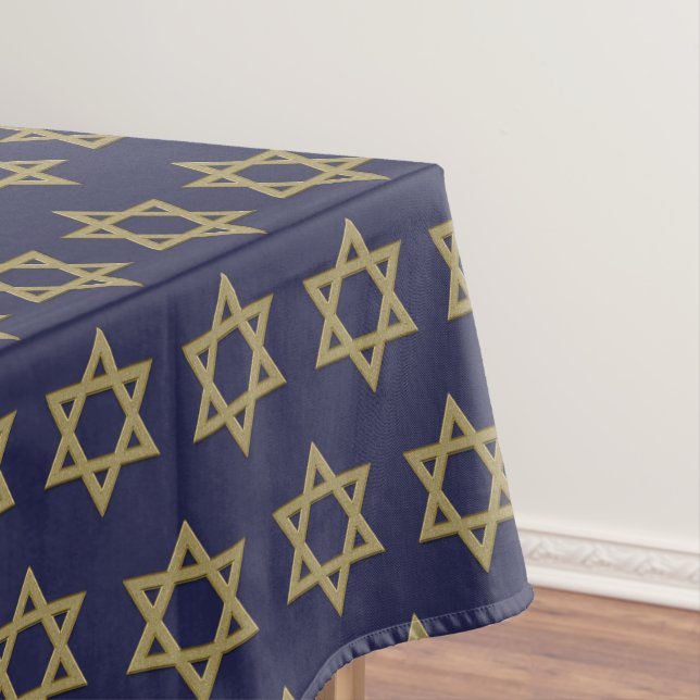 Modern Dark Blue | Chanukah | STAR OF DAVID Tablecloth (In Situ)