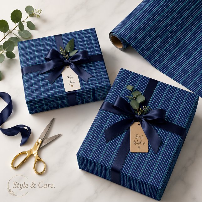 Modern Dark Blue Chequered Pattern Wrapping Paper (Modern Dark Blue Checkered Pattern Wrapping Paper)