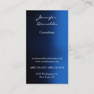 Modern Dark Blue Colour Handwriting Plain Unique Business Card