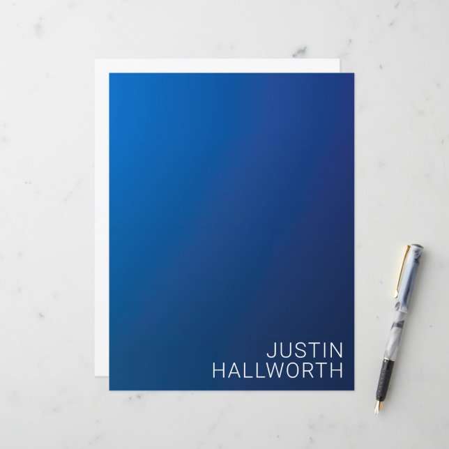 Modern Dark Blue Gradient & Minimal Editable Text (Front/Back In Situ)