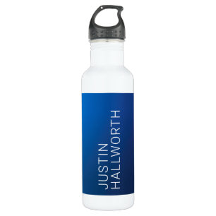 Modern Dark Blue Gradient & Minimal Editable Text 710 Ml Water Bottle