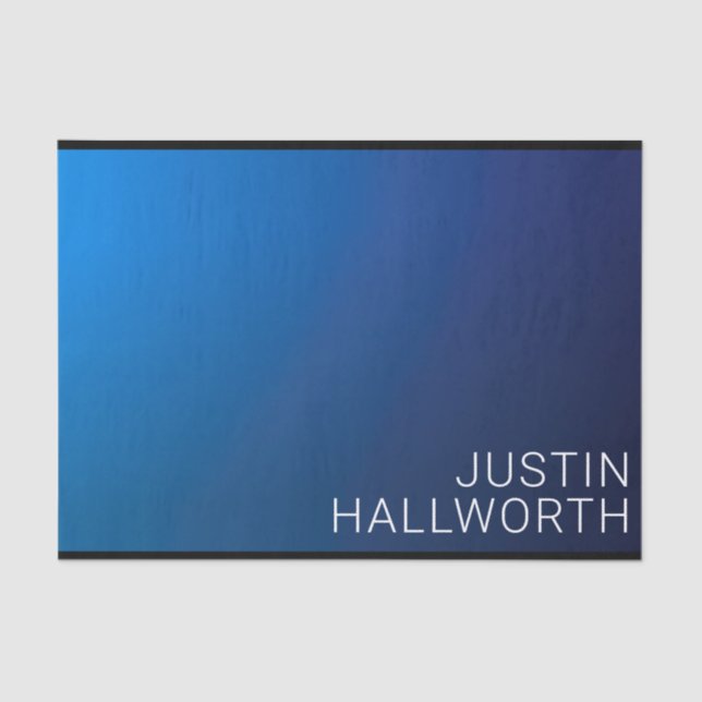 Modern Dark Blue Gradient & Minimal Editable Text Tissue Paper (Front)