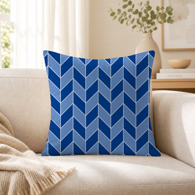 Modern Dark Blue Herringbone Chevron Pattern Cushion (Creator Uploaded)