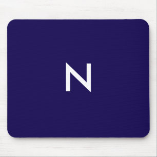 Modern Dark Blue Minimalist Monogram Initial Mouse Mat