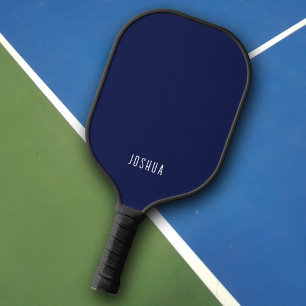 Modern Dark Blue Monogram Name Pickleball Paddle