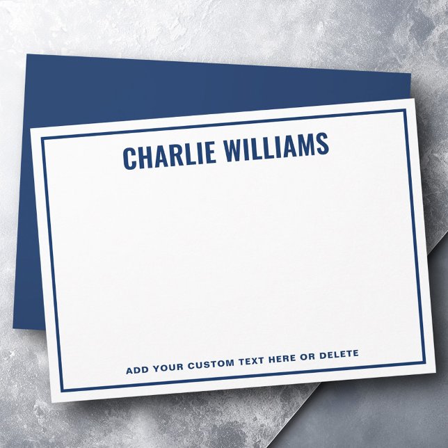 Modern dark blue name border blank card (Modern dark blue name border blank note card)