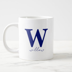 Modern Dark Blue Personalised Monogram Mug