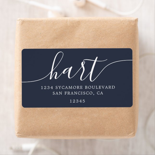 Modern Dark Blue Script Family Return Address (Insitu)