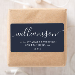 Modern Dark Blue Script Family Return Address