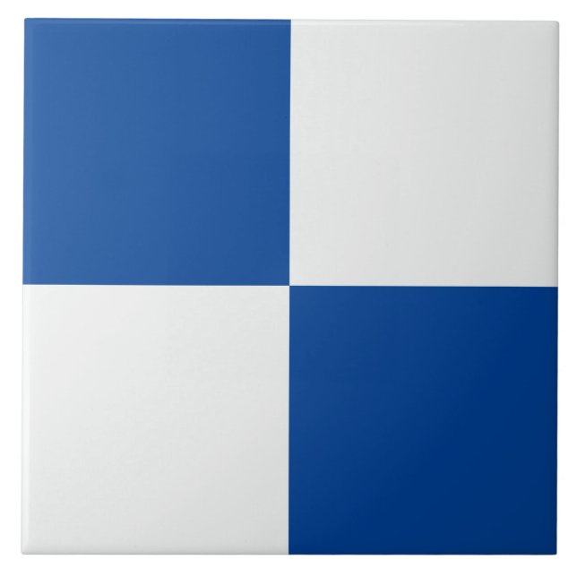 Modern Dark Blue White Chequered Ceramic Tile (Front)