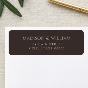 Modern Dark Brown Chic Wedding Return Address