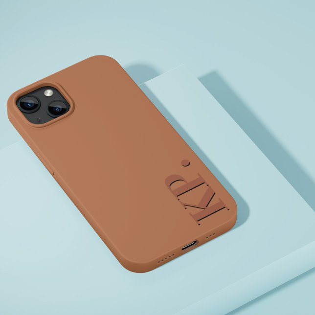 Modern dark brown initial minimal contemporary Case-Mate iPhone case (Creator Uploaded)