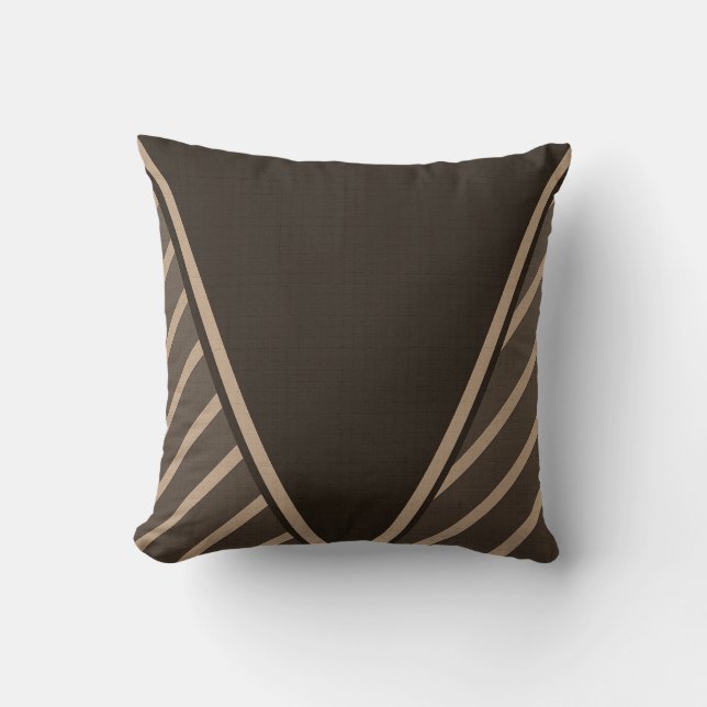 Modern  Dark Brown  Stripes Contemporary Pattern Cushion (Front)