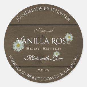 Modern Dark Brown Wood Grain Product Labels Daisy