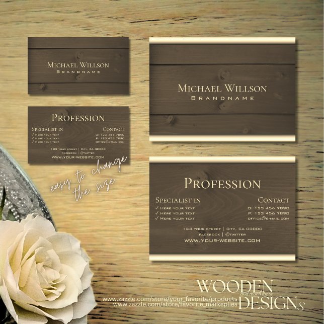 Modern Dark Brown Wooden Boards Wood Grain Look Business Card (Creator Uploaded)