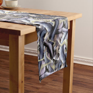Modern Dark Contemporary Abstract in Watercolor Long Table Runner