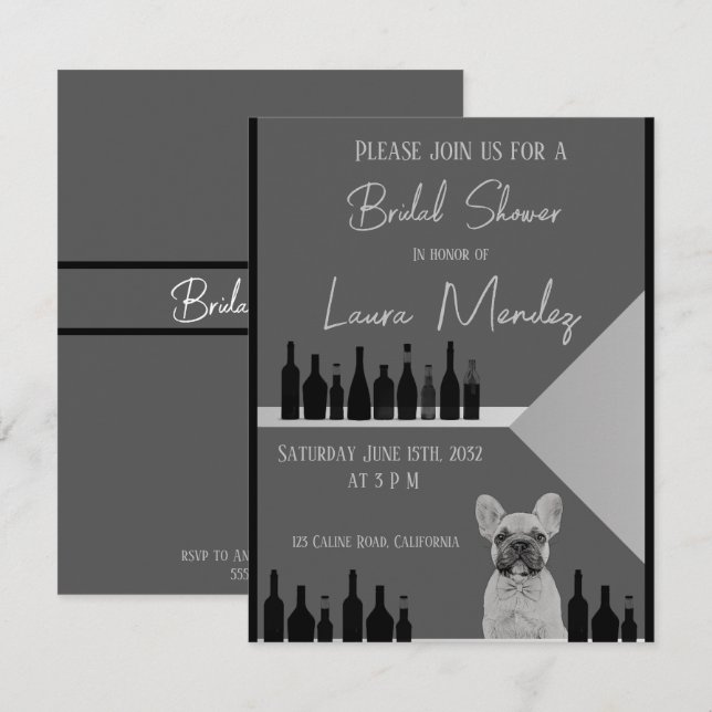 modern dark dog Bridal Shower Invite (Front/Back)