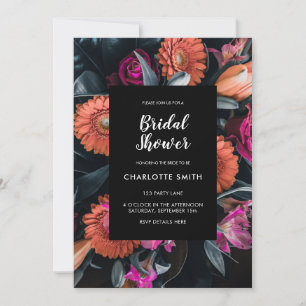 Modern Dark Floral Bridal Shower Invitation