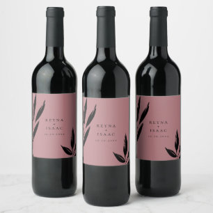 Modern Dark Foliage Personalised Wine Label