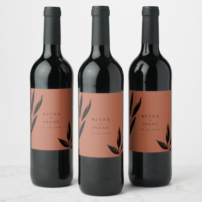 Modern Dark Foliage Personalised Wine Label (Bottles)
