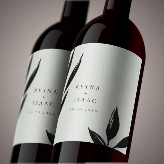 Modern Dark Foliage Personalized Wine Label (Creator Uploaded)