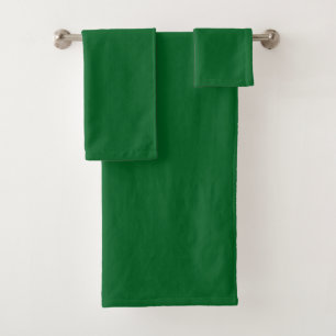 Modern Dark Forest Green Solid Colour  Bath Towel Set