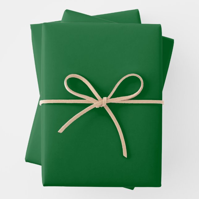 Modern Dark Forest Green Solid Colour  Wrapping Paper Sheet (In situ)
