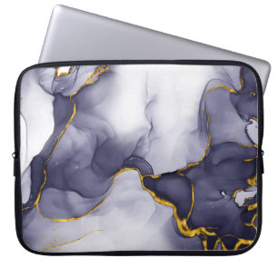 Modern Dark-Gold Marble Background Laptop Sleeve