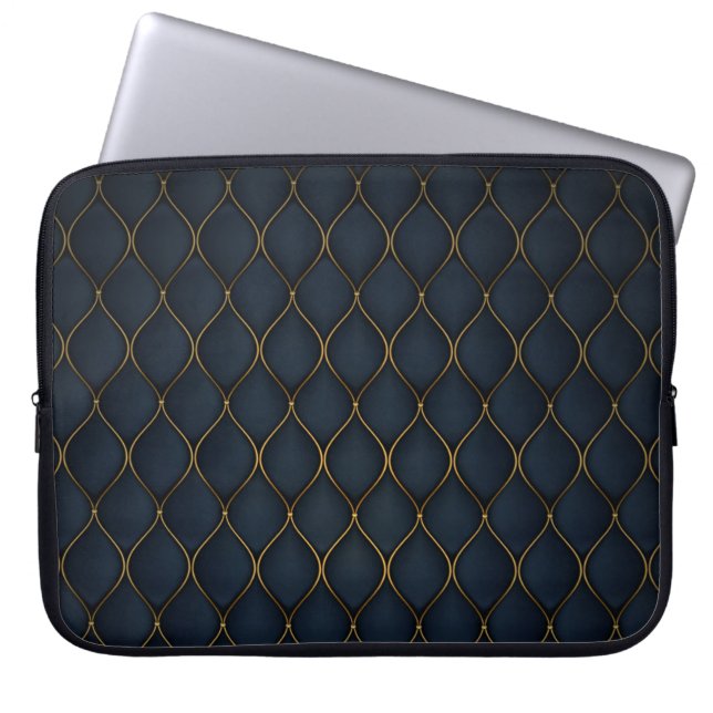 Modern Dark-Gold Moroccan Pattern Laptop Sleeve (Front)