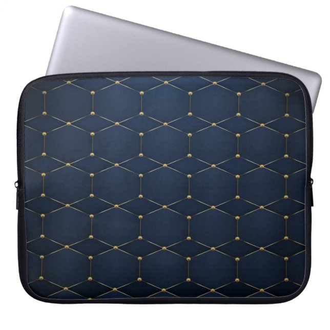 Modern Dark-Gold Moroccan Pattern Laptop Sleeve (Front)