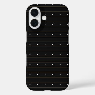 Modern Dark Gothic Pinstripe Lines And Polka Dots iPhone 16 Case
