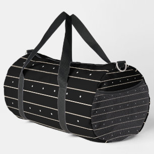 Modern Dark Gothic Pinstripe Lines And Polka Dots Duffle Bag