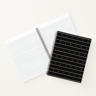 Modern Dark Gothic Pinstripe Lines And Polka Dots  Notebook