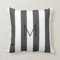 Modern dark gray white stripes monogrammed