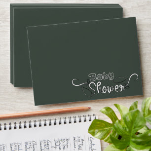 Modern Dark Green Baby Shower Envelope