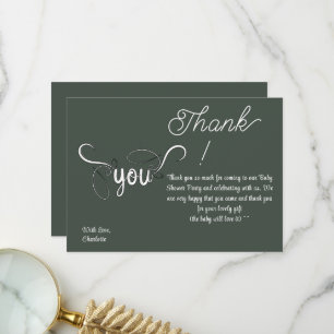Modern Dark Green Baby Shower Thank You Card