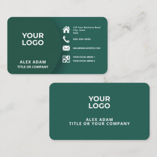 Modern Dark Green Curved Custom Business Card