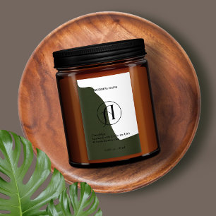 Modern Dark Green Logo Product Candle Label