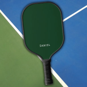 Modern Dark Green Monogram Name Pickleball Paddle