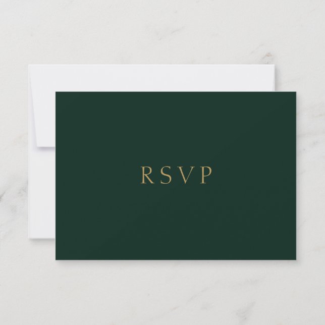 Modern Dark Green RSVP Wedding Card (Back)