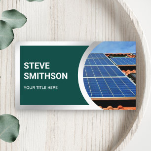 Modern Dark Green Steel Rooftop Solar Panels Business Card
