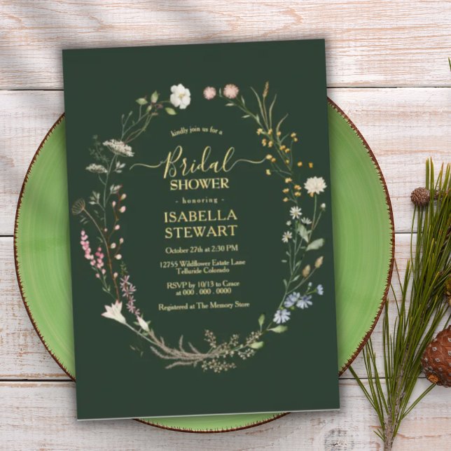 Modern Dark Green Wildflower Rustic Bridal Shower (Creator Uploaded)