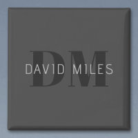 Modern Dark Grey & Black Editable Name & Monogram